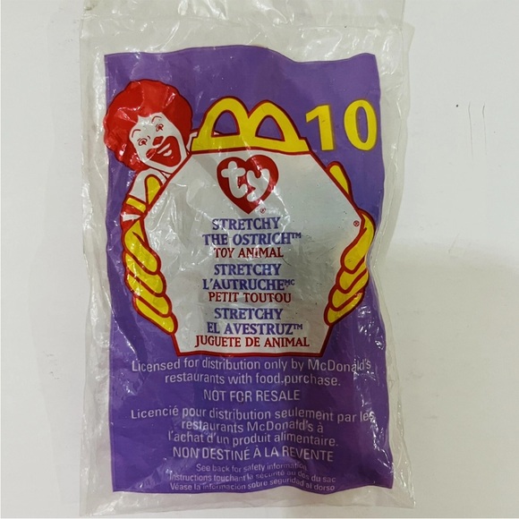 NIP RARE/RETIRED Errors McDonalds Ty Beanie Baby Stretchy The Ostrich #10; 1999